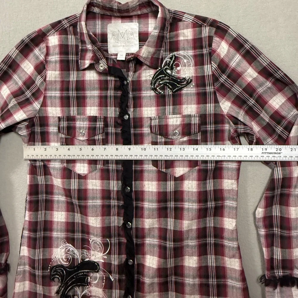 Maurices Premium Western Plaid Pearl Snap Long Sleeve‎ Shirt Women Medium